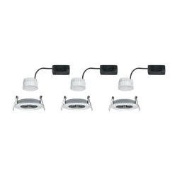 Indbygningsspots ^ Paulmann Nova LED-spot, 3 stk, runde, stive, alu