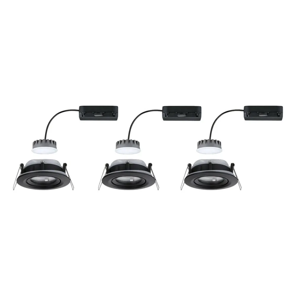 Paulmann Loftlamper|Indbygningsspots > Nova Plus Coin 3 stk IP65 2.700K sort