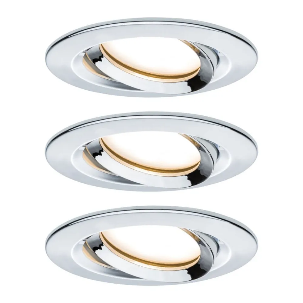 Paulmann Loftlamper|Indbygningsspots > Nova Plus LED-spot, 3 stk, rundt, krom