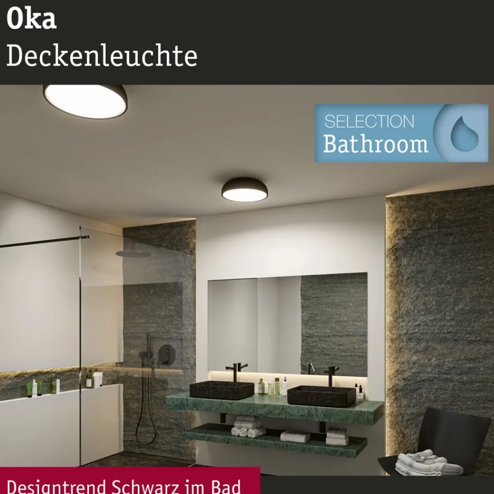 Paulmann Loftlamper > Oka LED-loftlampe IP44 CCT sort