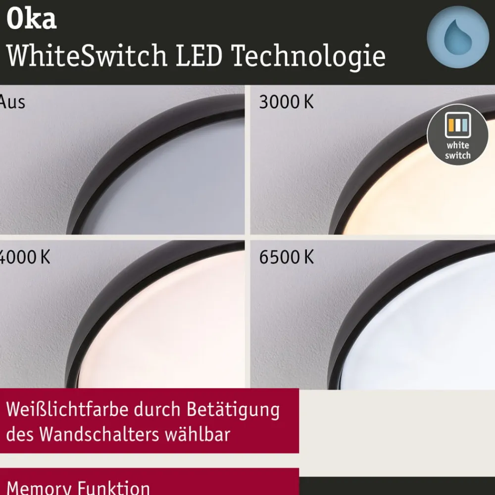 Paulmann Loftlamper > Oka LED-loftlampe IP44 CCT sort