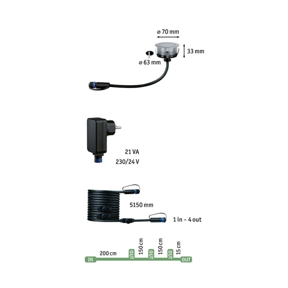 Nedgravet Udebelysning|Udendørs Spot ^ Paulmann Plug & Shine Indbygningsspot Gulv 3 RGBW ZigBee