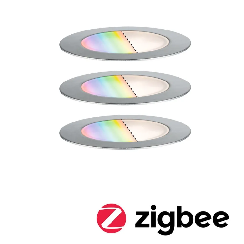 Nedgravet Udebelysning|Udendørs Spot ^ Paulmann Plug & Shine Indbygningsspot Gulv 3 RGBW ZigBee