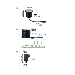 Paulmann Nedgravet Udebelysning > Plug & Shine LED indbygningslampe 4,5W sæt med 3 stk