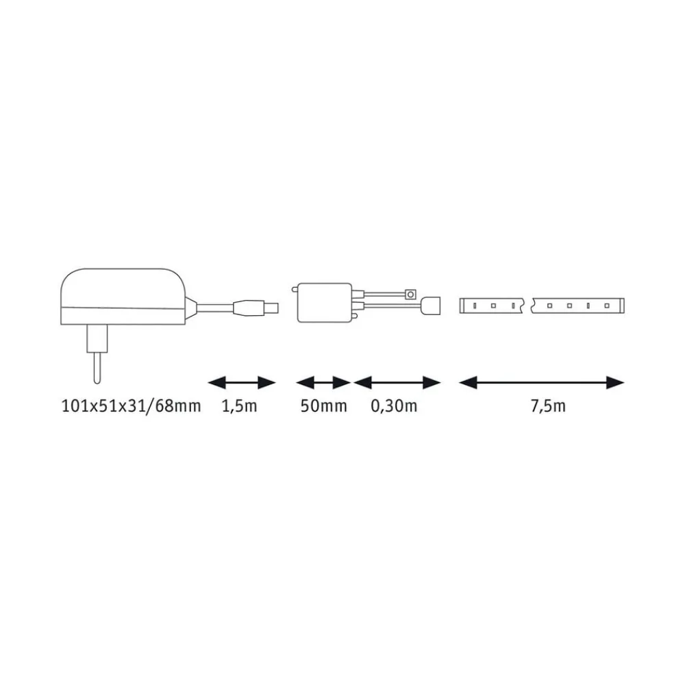 Paulmann Dekorationsbelysning|Led Strips > SimpLED stripe-sæt, 26 W, RGB, 7,5 m