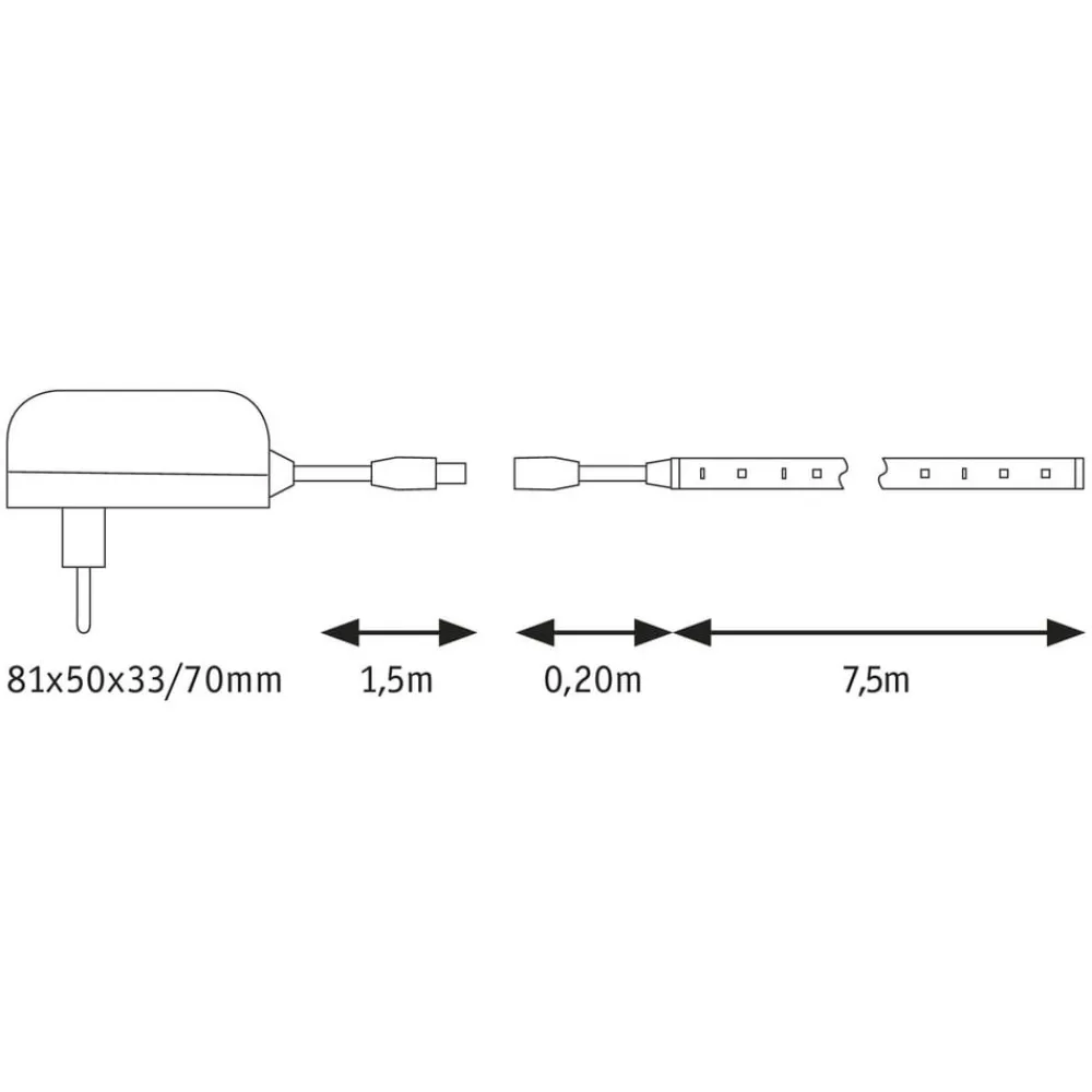 Paulmann Dekorationsbelysning|Led Strips > SimpLED stripe sæt, 20 W, varmhvid, 7,5 m