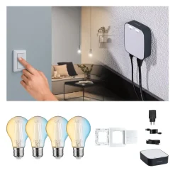 Paulmann Dæmpbar Led-Pære|Filament Pære > Smart Home-sæt ZigBee 4x E27 7W LED Filament CCT