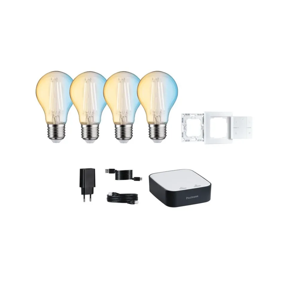 Paulmann Dæmpbar Led-Pære|Filament Pære > Smart Home-sæt ZigBee 4x E27 7W LED Filament CCT