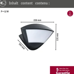 Paulmann Væglampe Med Sensor > Smart sensor udendørs væglampe Skyla antracit CCT IP44