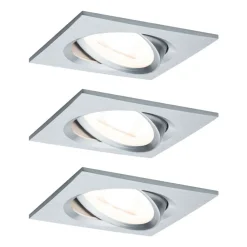 Paulmann Loftlamper|Indbygningsspots > 3 spot Nova kantet, drejelig/dæmpbar, aluminium