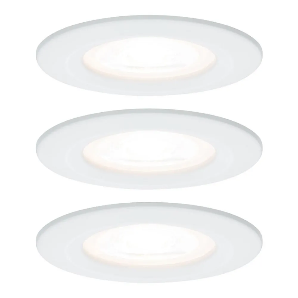 Paulmann Loftlamper|Indbygningsspots > 3 spot Nova rund, IP44, dæmpbar, hvid