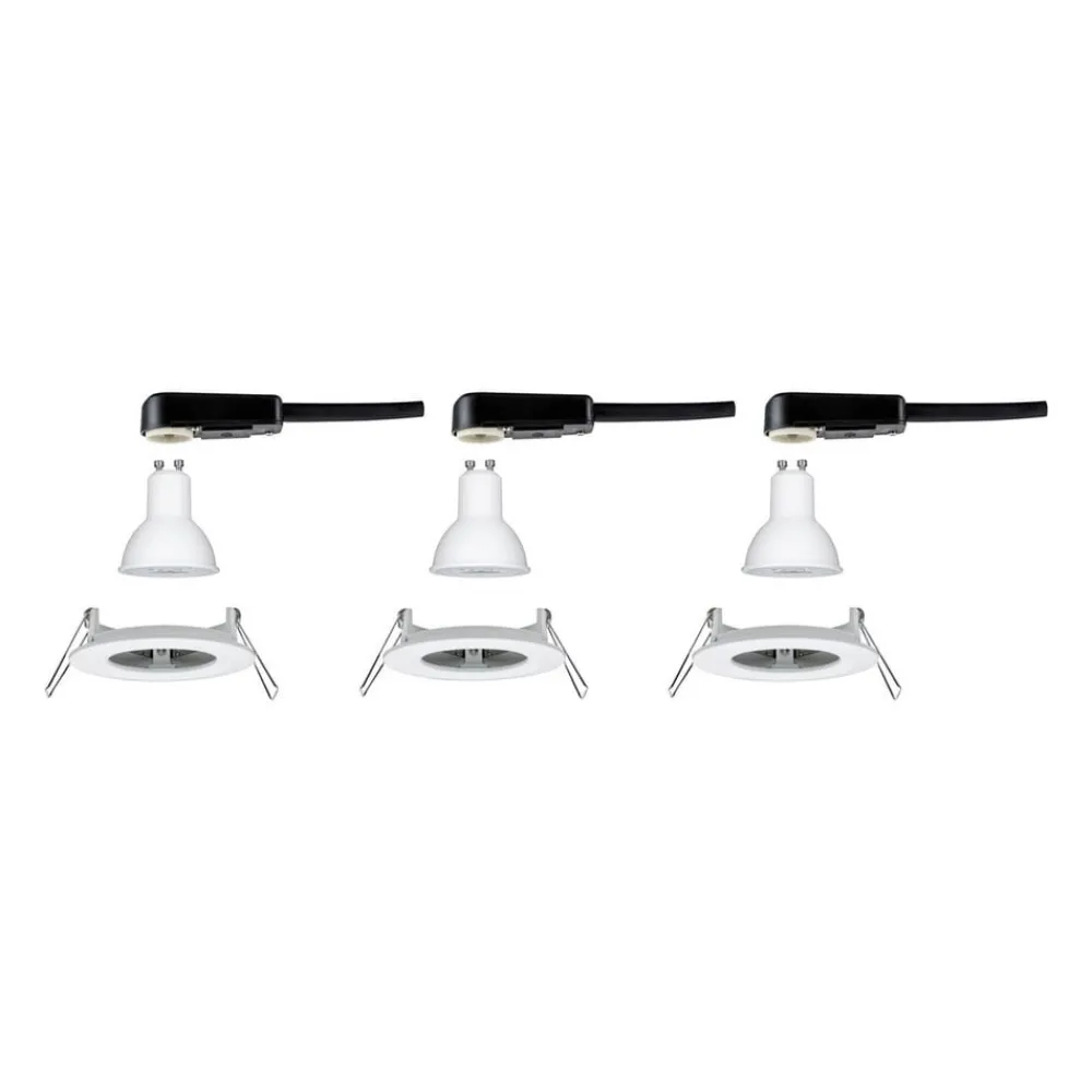 Paulmann Loftlamper|Indbygningsspots > 3 spot Nova rund, IP44, dæmpbar, hvid