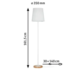 Paulmann Gulvlamper|Gulvlamper > Stellan gulvlampe, hvid tekstilskærm