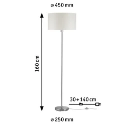 Gulvlamper|Gulvlamper ^ Paulmann Tessa gulvlampe, creme, børstet jern