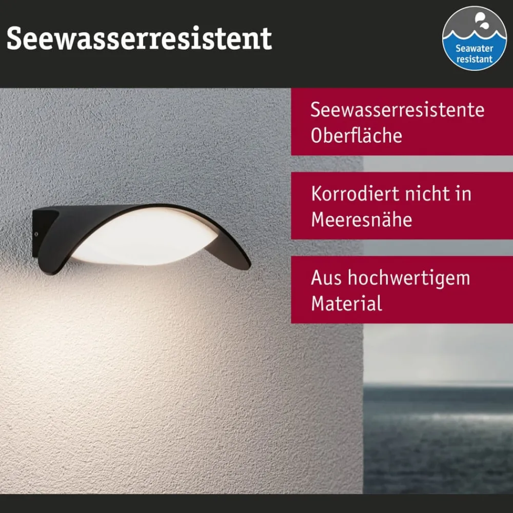 Væglamper ^ Paulmann udendørs LED-væglampe Mesana, antracit 24 cm aluminium IP44