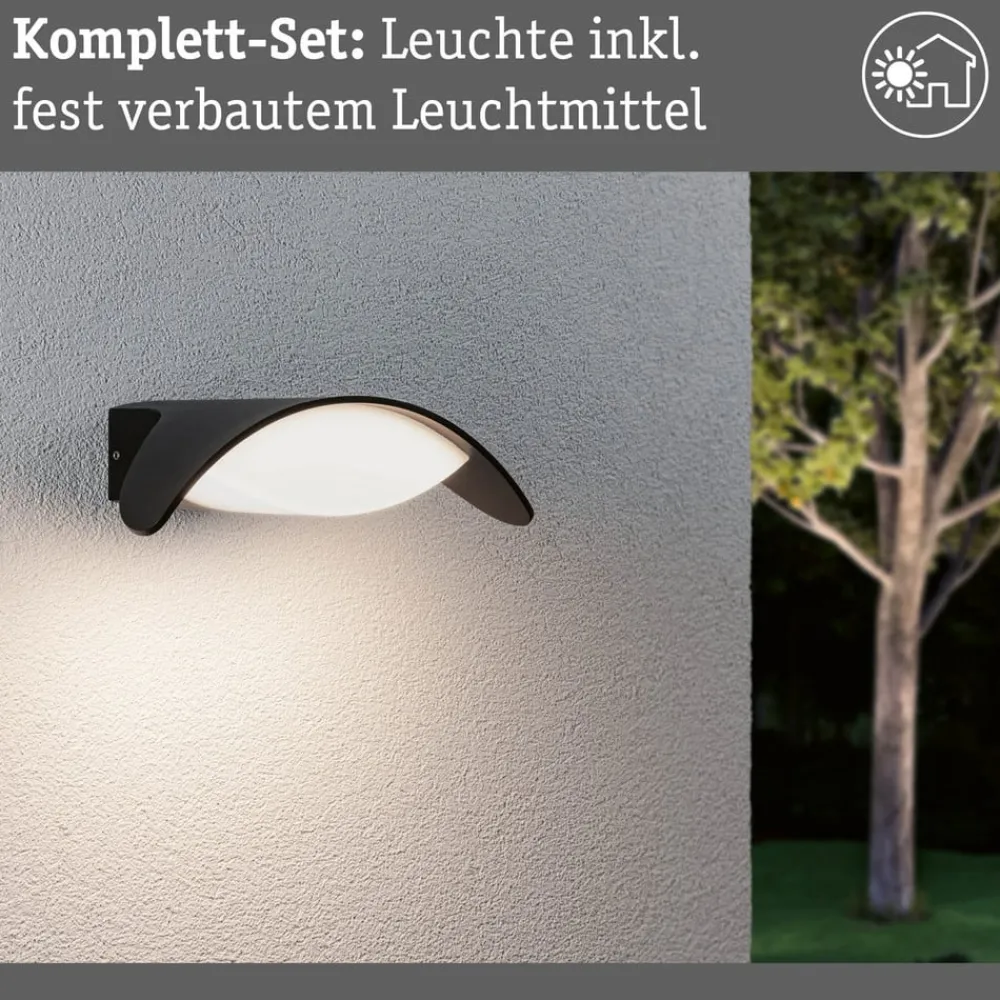 Væglamper ^ Paulmann udendørs LED-væglampe Mesana, antracit 24 cm aluminium IP44