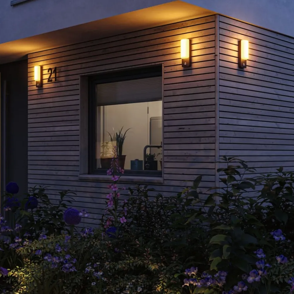 Paulmann Væglampe Med Sensor|Væglamper > udendørs LED-væglampe Bonnie, aluminium, antracit, sensor