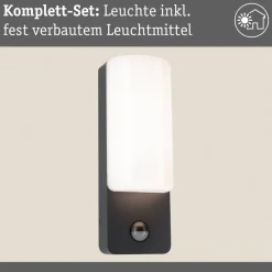 Paulmann Væglampe Med Sensor|Væglamper > udendørs LED-væglampe Bonnie, aluminium, antracit, sensor