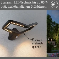 Paulmann Væglampe Med Sensor > udendørs LED-væglampe Alara, antracit, IP44