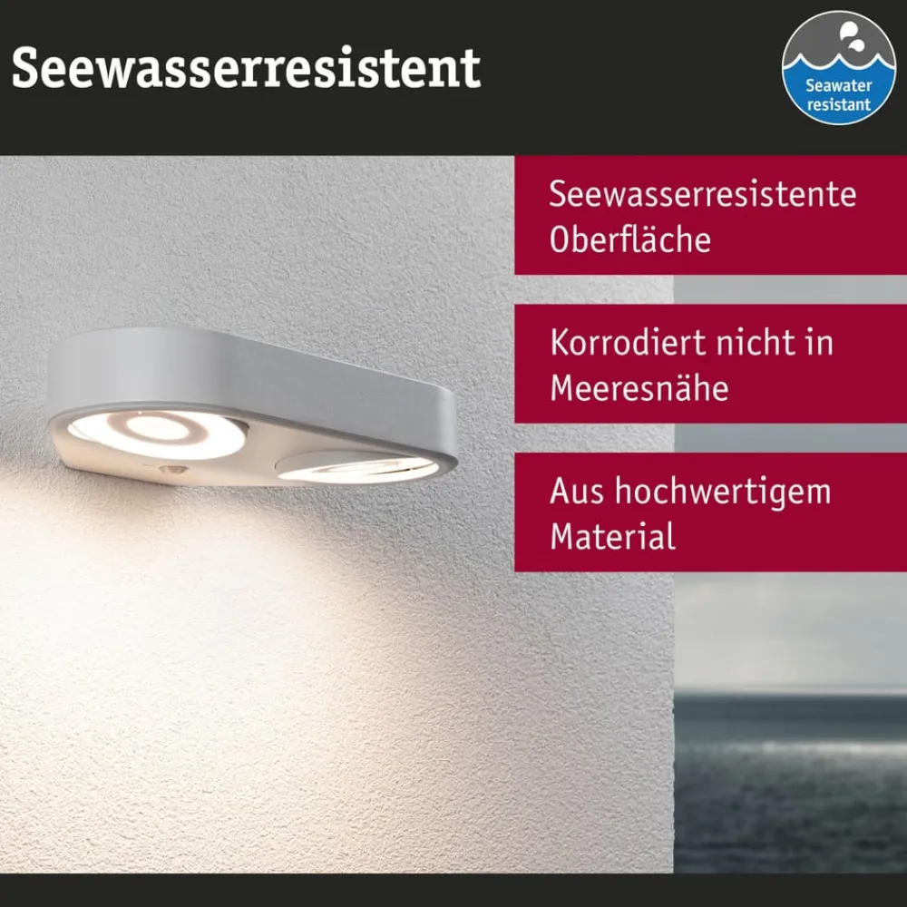 Væglampe Med Sensor ^ Paulmann udendørs LED-væglampe Silma hvid 2 lyskilder IP44