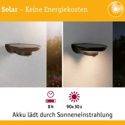 Paulmann Solcelle Lampe Med Sensor|Væglampe Med Sensor > udendørs LED-væglampe Bordola, sensor, antracit