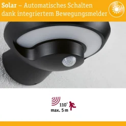 Paulmann Solcelle Lampe Med Sensor|Væglampe Med Sensor > udendørs LED-væglampe Bordola, sensor, antracit