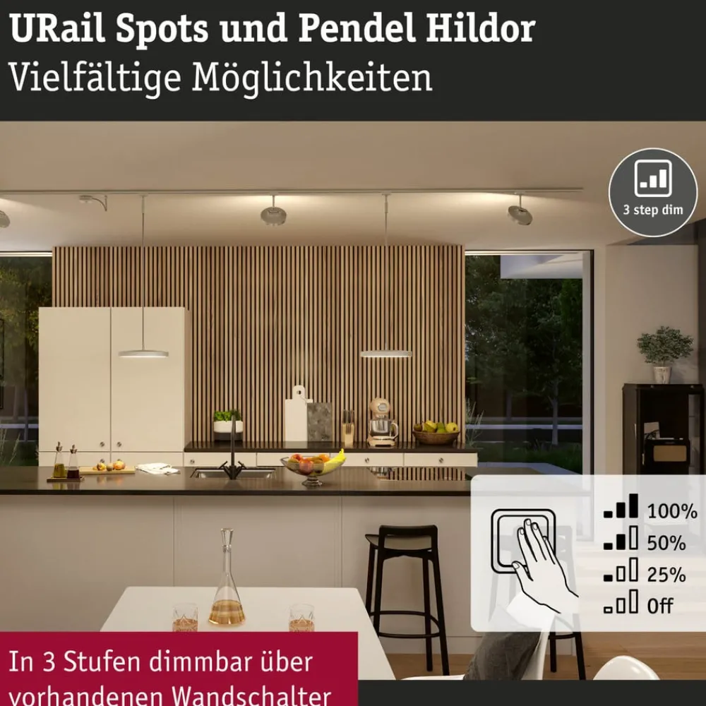 Paulmann Arbejdsrum/Kontor|Skinnesystem > URail Hildor LED-pendel 3.000K krom