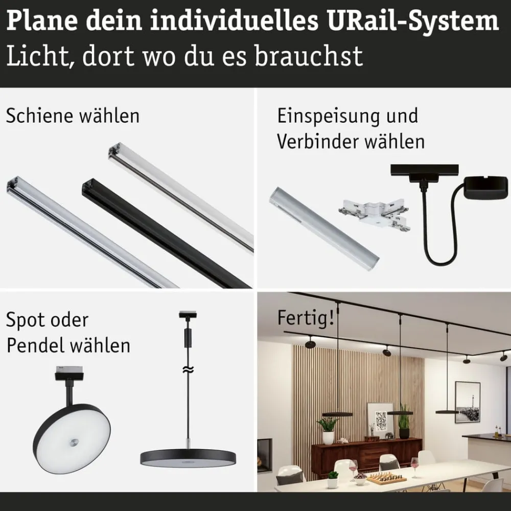 Skinnesystem ^ Paulmann URail Hildor LED-spot sort 4.000K