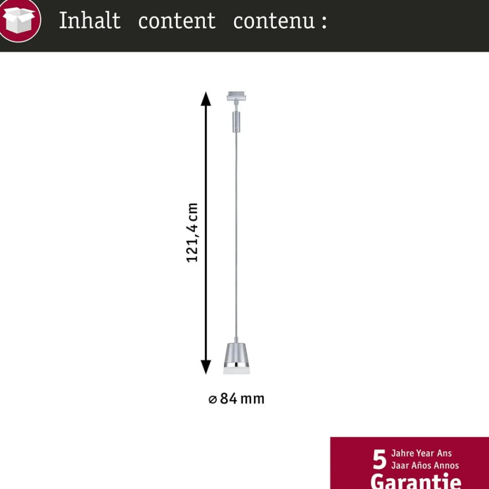 Paulmann Skinnesystem > URail hængelampe Cone, krom mat, GU10