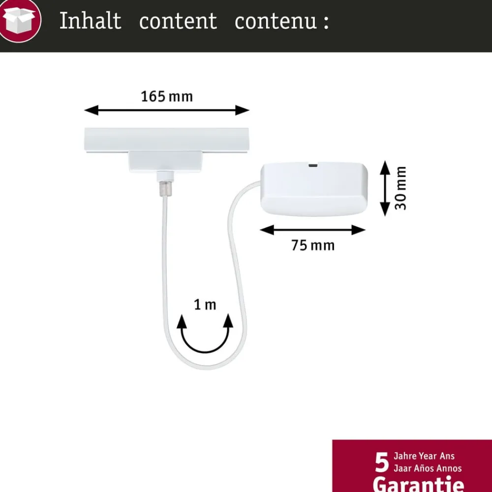 Paulmann Skinnesystem > URail kabelføring ZigBee 1 m, signalhvid