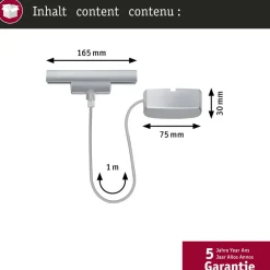 Skinnesystem ^ Paulmann URail kabelføring Zigbee 1 m, krom mat
