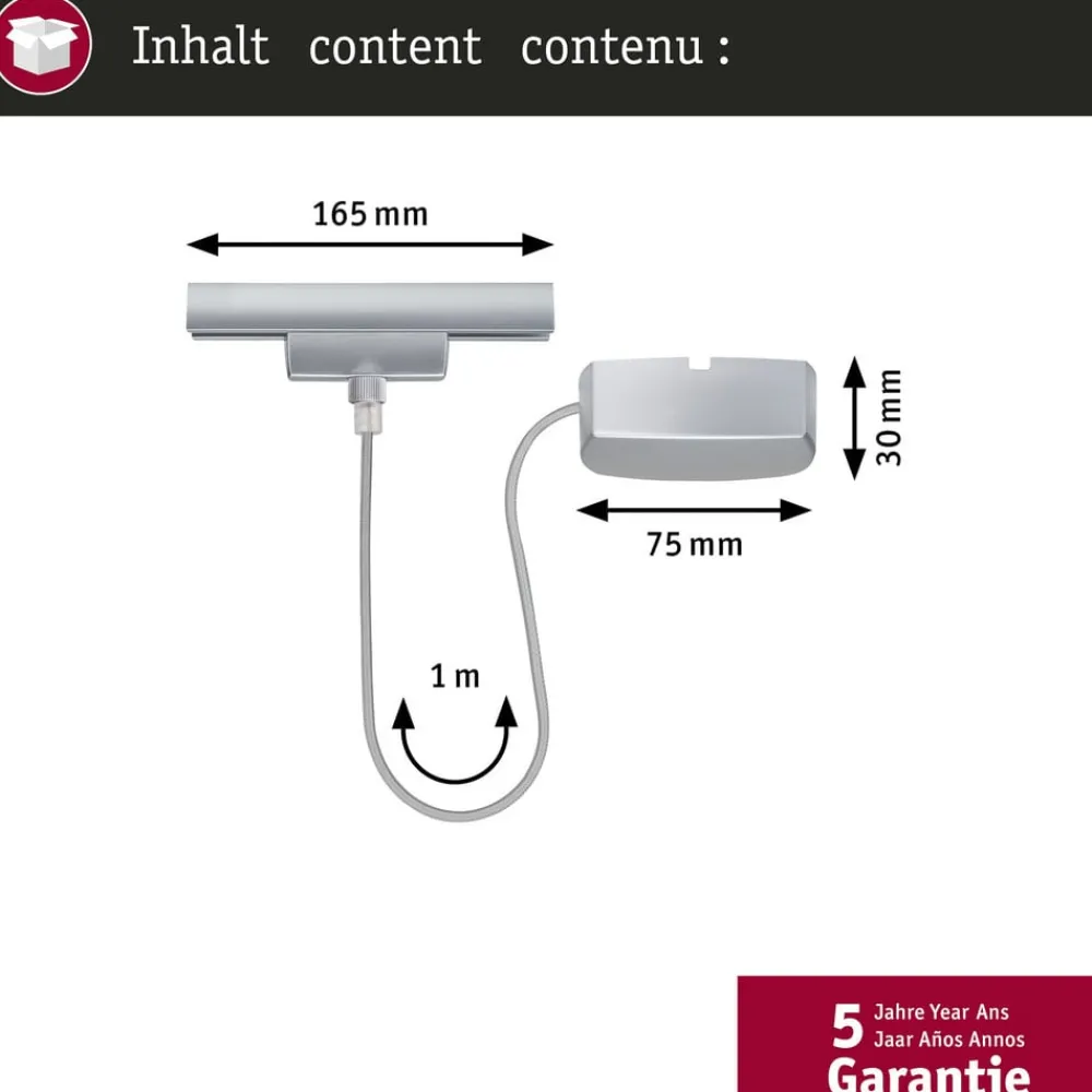 Skinnesystem ^ Paulmann URail kabelføring Zigbee 1 m, krom mat