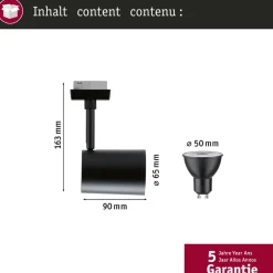 Paulmann Skinnesystem > URail LED-spot Luxe Zigbee sort mat GU10