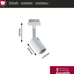 Skinnesystem ^ Paulmann URail skinnespot Pure I, hvid mat, GU10, metal