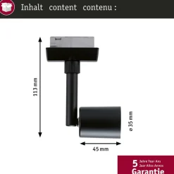 Paulmann Skinnesystem > URail skinnespot Salt, sort mat, GU10