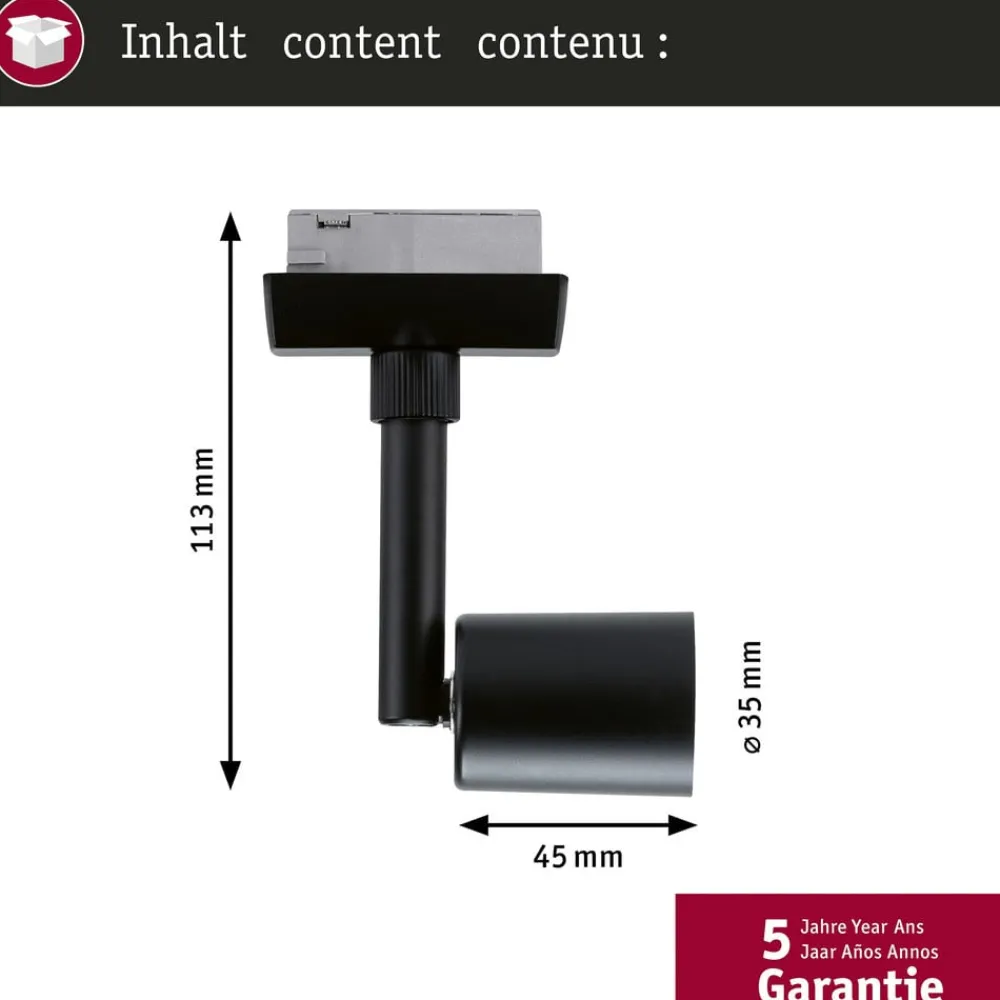 Paulmann Skinnesystem > URail skinnespot Salt, sort mat, GU10