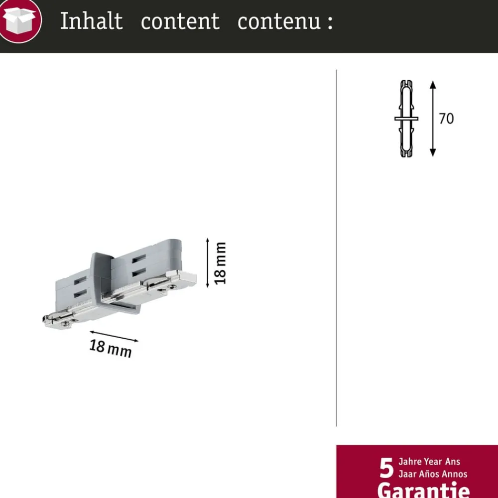 Paulmann Skinnesystem > URail strømafbryder, sølv, plast, metal
