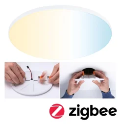 Loftlamper|Indbygningsspots ^ Paulmann Veluna Edge ZigBee CCT rund Ø 20cm