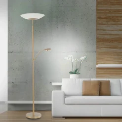 Paul Neuhaus Arbejdsrum/Kontor|Gulvlamper > LED-gulvlampe Alfred, messingfarvet, dæmpbar