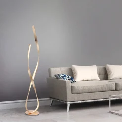Paul Neuhaus Gang|Pendellamper > LED-gulvlampe Linda, guld, metal, dæmpbar