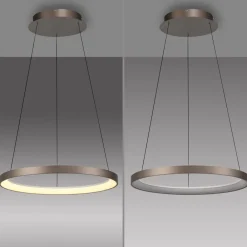 Paul Neuhaus Pendellamper|Pendellamper > LED-hængelampe Hoop, brun, Ø 57 cm, dæmpbar