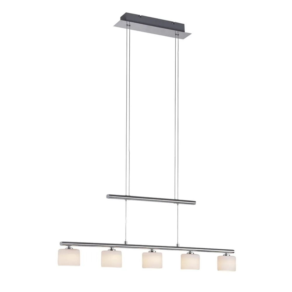 Pendellamper ^ Paul Neuhaus LED-hængelampe Hydra, stålfarvet, glas, 80 cm