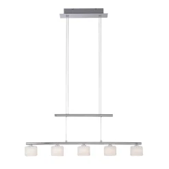 Pendellamper ^ Paul Neuhaus LED-hængelampe Hydra, stålfarvet, glas, 80 cm
