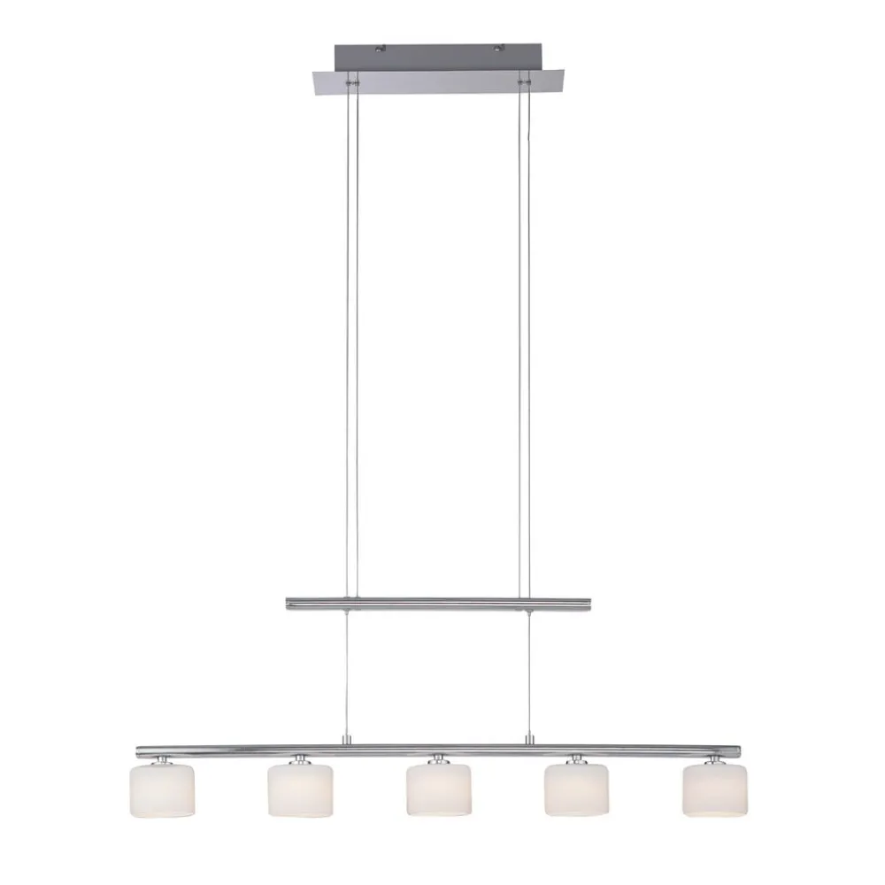 Pendellamper ^ Paul Neuhaus LED-hængelampe Hydra, stålfarvet, glas, 80 cm