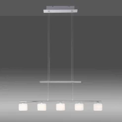Pendellamper ^ Paul Neuhaus LED-hængelampe Hydra, stålfarvet, glas, 80 cm