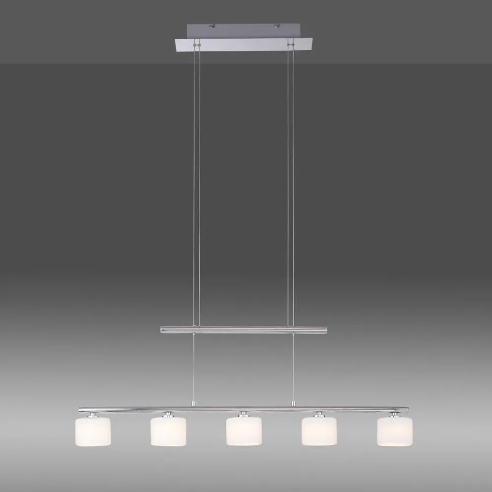 Pendellamper ^ Paul Neuhaus LED-hængelampe Hydra, stålfarvet, glas, 80 cm