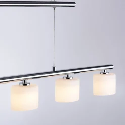 Pendellamper ^ Paul Neuhaus LED-hængelampe Hydra, stålfarvet, glas, 80 cm