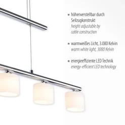 Pendellamper ^ Paul Neuhaus LED-hængelampe Hydra, stålfarvet, glas, 80 cm