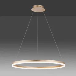 Pendellamper ^ Paul Neuhaus LED-hængelampe Titus, Ø 80 cm, messing, dæmpbar