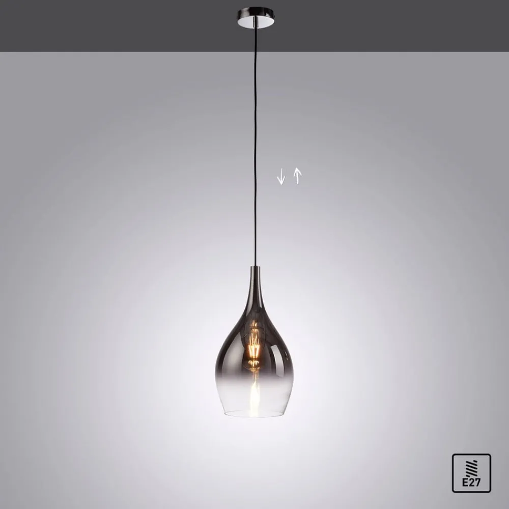 Paul Neuhaus Pendellamper > Pilua hængelampe, røggrå, glas, Ø 20 cm, E27